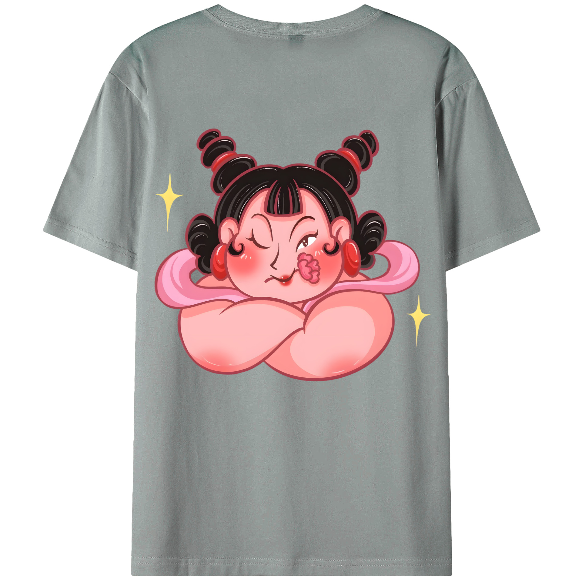 （画像用） Ne Zha 2 ナタ 魔童の大暴れ 綿100％ メンズ半袖Tシャツ（バックプリント） 通気性